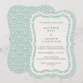 Japanse Seigaiha Waves Elegant Beach Wedding Kaart (Voorkant / Achterkant)