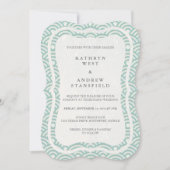 Japanse Seigaiha Waves Elegant Beach Wedding Kaart (Voorkant)