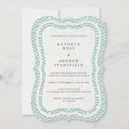 Japanse Seigaiha Waves Elegant Beach Wedding Kaart