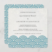 Japanse Seigaiha Waves Elegant Beach Wedding Kaart (Voorkant / Achterkant)