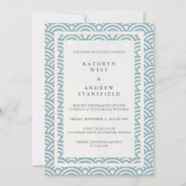 Japanse Seigaiha Waves Elegant Beach Wedding Kaart