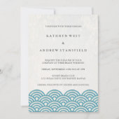 Japanse Seigaiha Waves Elegant Beach Wedding Kaart (Voorkant)
