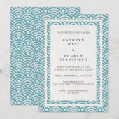 Japanse Seigaiha Waves Elegant Beach Wedding Kaart (Voorkant / Achterkant)