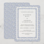 Japanse Seigaiha Waves Elegant Beach Wedding Kaart (Voorkant / Achterkant)