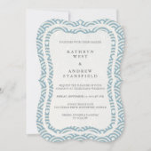 Japanse Seigaiha Waves Elegant Beach Wedding Kaart (Voorkant)