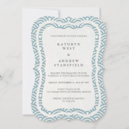 Japanse Seigaiha Waves Elegant Beach Wedding Kaart