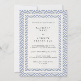 Japanse Seigaiha Waves Elegant Beach Wedding Kaart