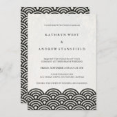 Japanse Seigaiha Waves Elegant Beach Wedding Kaart (Voorkant / Achterkant)