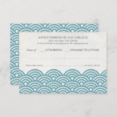 Japanse Seigaiha Waves Elegant Beach Wedding RSVP (Voorkant / Achterkant)