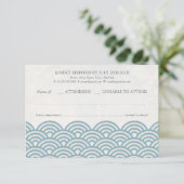 Japanse Seigaiha Waves Elegant Beach Wedding RSVP (Staand voorkant)