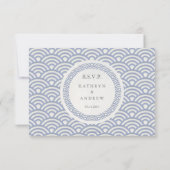 Japanse Seigaiha Waves Elegant Beach Wedding RSVP (Achterkant)