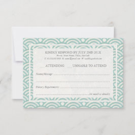 Japanse Seigaiha Waves Elegant Beach Wedding RSVP
