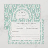 Japanse Seigaiha Waves Elegant Beach Wedding RSVP (Voorkant / Achterkant)