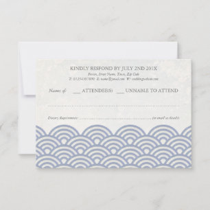 Japanse Seigaiha Waves Elegant Beach Wedding RSVP