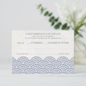 Japanse Seigaiha Waves Elegant Beach Wedding RSVP (Staand voorkant)