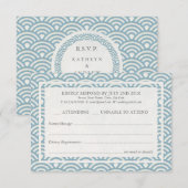 Japanse Seigaiha Waves Elegant Beach Wedding RSVP (Voorkant / Achterkant)