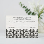 Japanse Seigaiha Waves Elegant Beach Wedding RSVP (Staand voorkant)