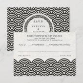 Japanse Seigaiha Waves Elegant Beach Wedding RSVP (Voorkant / Achterkant)