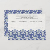 Japanse Seigaiha Waves Elegant Beach Wedding RSVP (Voorkant / Achterkant)