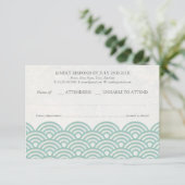 Japanse Seigaiha Waves Elegant Beach Wedding RSVP (Staand voorkant)