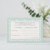 Japanse Seigaiha Waves Elegant Beach Wedding RSVP Kaartje (Staand voorkant)