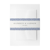Japanse Seigaiha Waves Elegant Dark Blue + White Uitnodigingen Wikkel (Voorkant Voorbeeld)