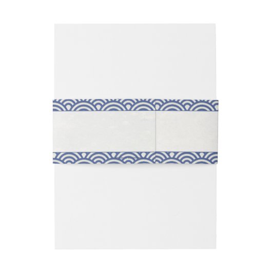 Japanse Seigaiha Waves Elegant Dark Blue + White Uitnodigingen Wikkel (Achterkant Voorbeeld)