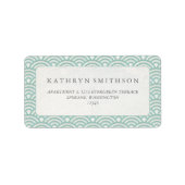 Japanse Seigaiha Waves Elegant Green + White Etiket (Voorkant)