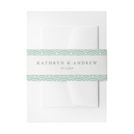 Japanse Seigaiha Waves Elegant Seafoam Green Uitnodigingen Wikkel