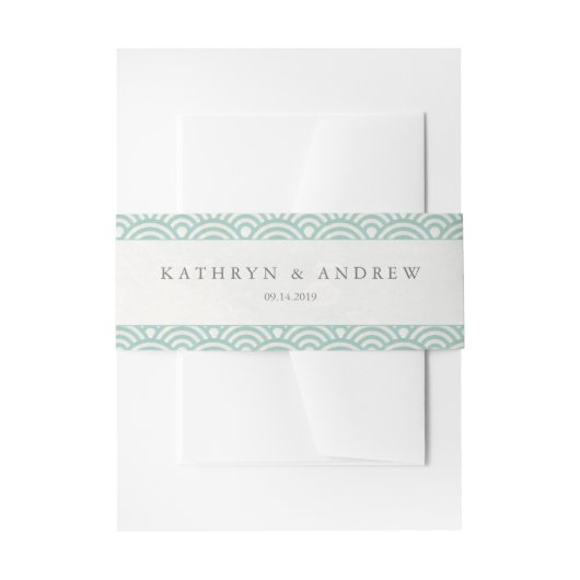 Japanse Seigaiha Waves Elegant Seafoam Green Uitnodigingen Wikkel (Voorkant Voorbeeld)