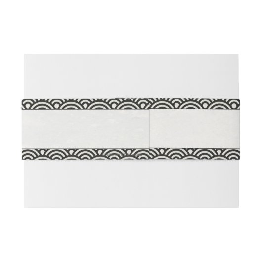 Japanse Seigaiha Waves Modern Black+White Wedding Uitnodigingen Wikkel (Achterkant Voorbeeld)