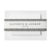 Japanse Seigaiha Waves Modern Black+White Wedding Uitnodigingen Wikkel (Voorkant Voorbeeld)