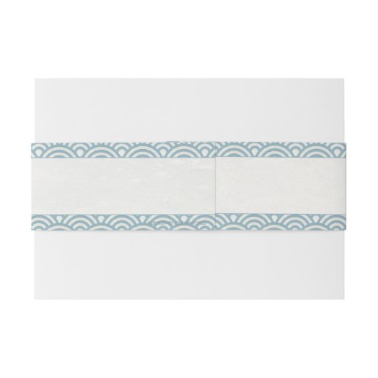Japanse Seigaiha Waves Modern Blue+White Wedding Uitnodigingen Wikkel (Achterkant Voorbeeld)