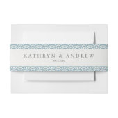 Japanse Seigaiha Waves Modern Blue+White Wedding Uitnodigingen Wikkel (Voorkant Voorbeeld)
