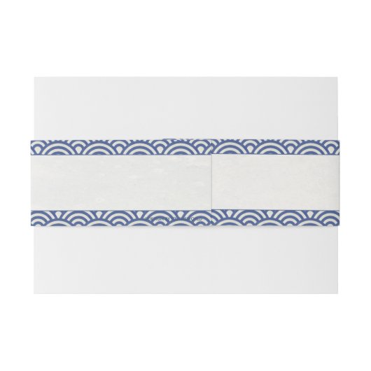 Japanse Seigaiha Waves Modern Blue+White Wedding Uitnodigingen Wikkel (Achterkant Voorbeeld)