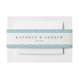 Japanse Seigaiha Waves Modern Zee Blue Green Uitnodigingen Wikkel