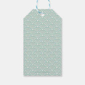 Japanse Seigaiha Waves Seafoam Green gepersonalise Cadeaulabel (Achterkant)