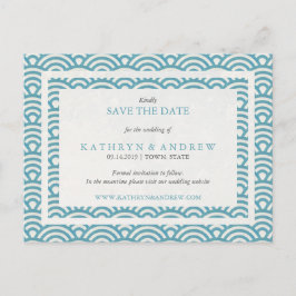 Japanse Seigaiha Waves sparen de datum geen foto Aankondigingskaart