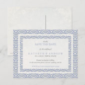 Japanse Seigaiha Waves sparen de datum geen foto Aankondigingskaart (Voorkant / Achterkant)