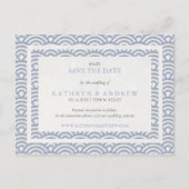 Japanse Seigaiha Waves sparen de datum geen foto Aankondigingskaart (Voorkant)