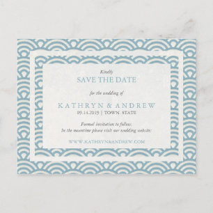 Japanse Seigaiha Waves sparen de datum geen foto Aankondigingskaart