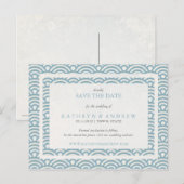 Japanse Seigaiha Waves sparen de datum geen foto Aankondigingskaart (Voorkant / Achterkant)