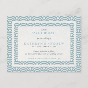 Japanse Seigaiha Waves sparen de datum geen foto Aankondigingskaart