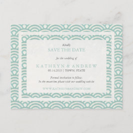 Japanse Seigaiha Waves sparen de datum geen foto Aankondigingskaart