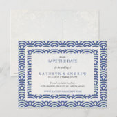 Japanse Seigaiha Waves sparen de datum geen foto Aankondigingskaart (Voorkant / Achterkant)