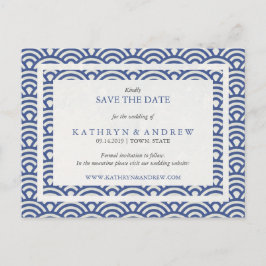 Japanse Seigaiha Waves sparen de datum geen foto Aankondigingskaart