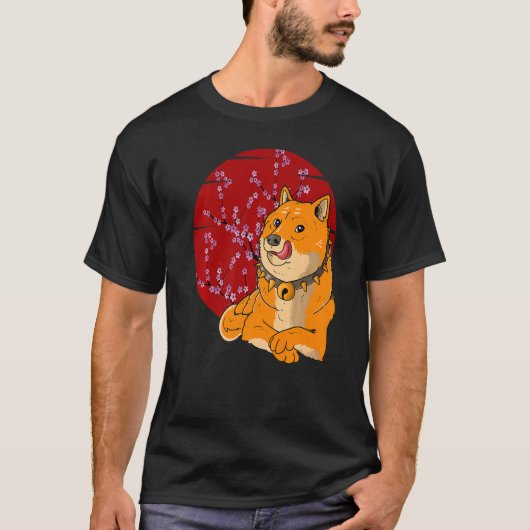 Japanse shiba Inu Dog Cherry Blossom T-shirt (Voorkant)