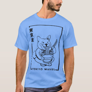 Japanse Shiba Inu Dog Eating Ramen Minimalistisch T-shirt