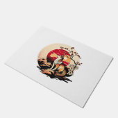 Japanse Shiba Inu Hond Zonsondergang Ukiyo e Stijl Deurmat (Schuin)