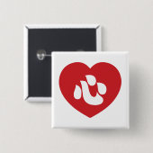 Japanse Shin Kanji Kokoro 心 Vierkante Button 5,1 Cm (Voorkant /achterkant)